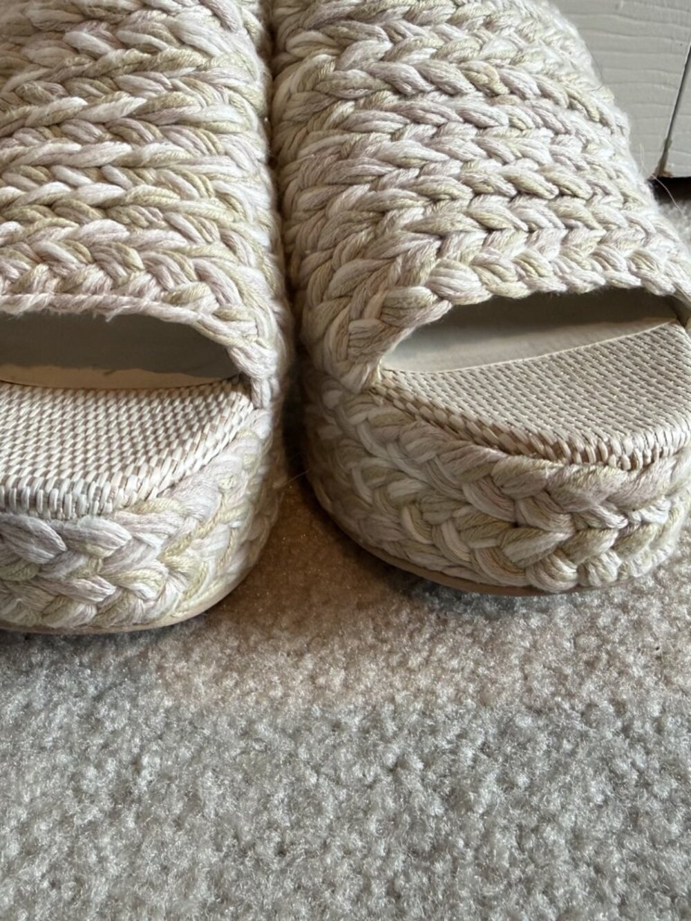 Dolce Vita Women’s Elora Chunky Raffia Platform Slide Sandals Light Natural Sz 6 - Picture 6 of 8